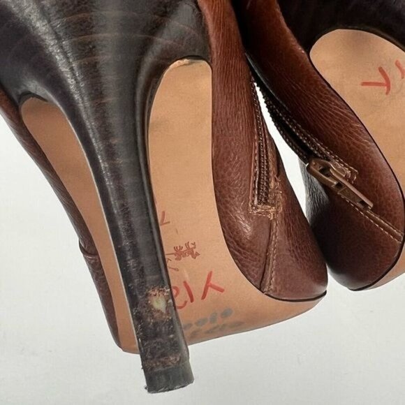 Coach Salene brown leather boots shoes size 7.5 4 inch heels - Picture 13 of 16